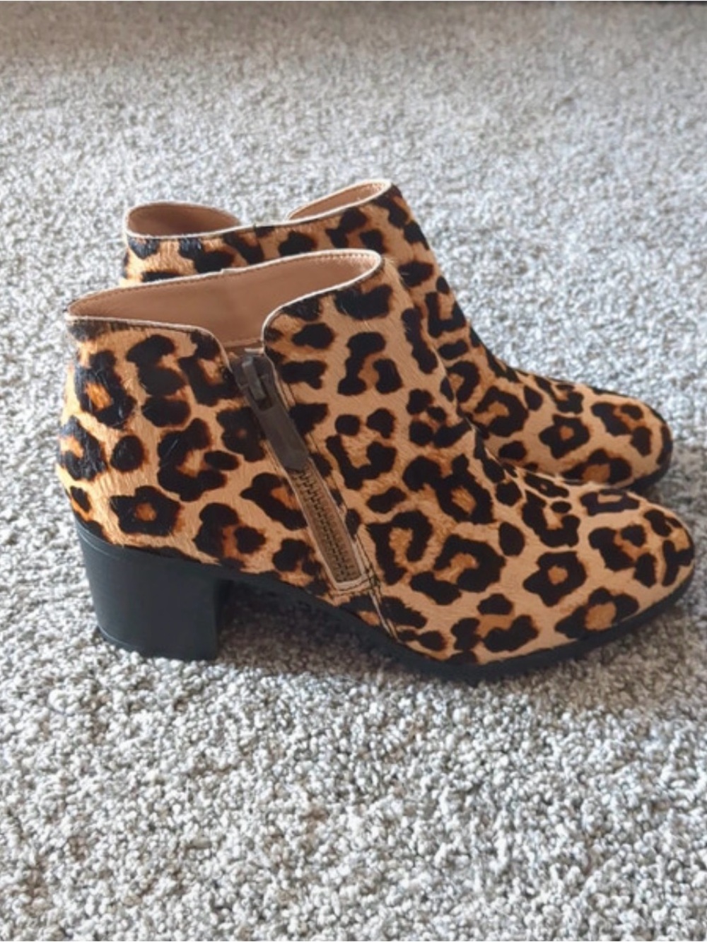 Leopard Print Women’s Ankle Booties - Tan/Black